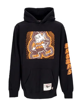 Felpa Cappuccio Uomo Nfl Big Face 7.0 Hoodie Clebro Black - Mitchell & Ness - FashionsVida