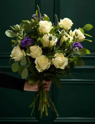 White Rose & Purple Lisianthus Bouquet