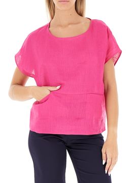 LINKS Blusa in lino FUCSIA 50