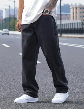 Jeans casuales de unicolor, estilo de moda amplio y flojo para hombre - Shein - FashionsVida