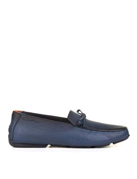 Santoni Mocassino Blu In Pelle