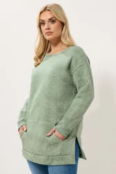 Women's Abstract Pocket Sweatshirt in Light Green Size: 22-24 - Light Green - Size: 22-24
