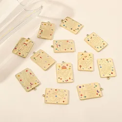Pcs/Lot Stainless Steel Gold Plated 12 Constellation Square Stone Necklace Charms For DIY Making Necklace Jewelry Accessories