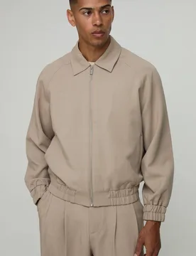 Men's Tailored Co-Ord Regular Fit Trucker Jacket Taupe Size Small Taupe S - boohooMAN - FashionsVida