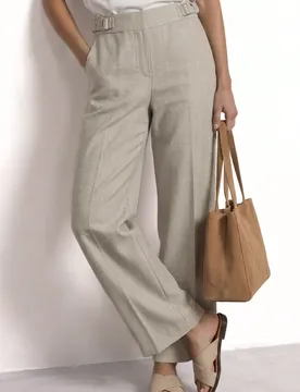 High Waist Straight Leg Hose im Casual Fit female Beige