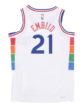 Canotta Basket Uomo Nba Dri Fit Swingman Jersey No 21 Joel Embiid Phi76e White/original Team Colors