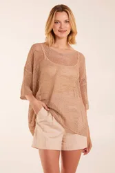 V Neck Crochet Top - Gold - Size: One Size