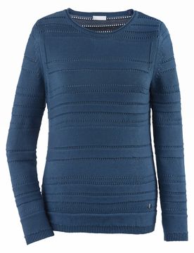 Baumwoll-Pullover Ajour - Rauchblau - female - Size: 50