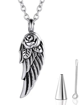 Angel Wing Ash Pendant Cremation Jewelry Stainless Steel Keepsake Urn Necklace - Aliexpress - FashionsVida