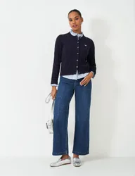 Pure Cotton Cable Knit Cardigan Navy female