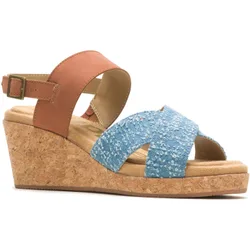 Womens Willow X Band Ladies Heeled Sandals - Blue Leather/textile - Size Uk 6