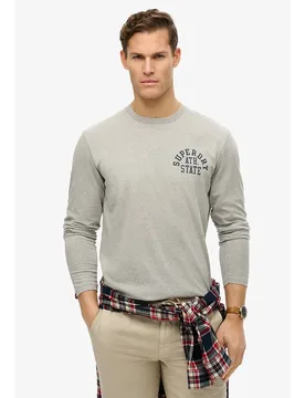 T-shirt à Manches Longues Athletic Ess Grey Marl XL - Superdry - FashionsVida
