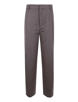Pantaloni larghi in flanella con pieghe