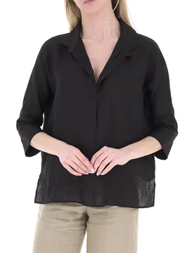 LINKS Blusa in lino NERO 44 - 2 LINKS - FashionsVida