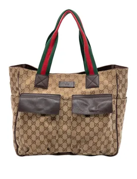 GG Canvas Web Double Pockets Tote - Gucci - FashionsVida