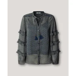 Blusa de mujer semitransparente con volantes