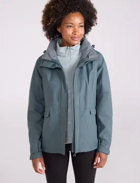 Women's Thunderstorm 3 in 1 Jacket Waterproof Outer in Light Khaki Size: 10 - Light Khaki - Size: 10 - Mountain Warehouse - FashionsVida