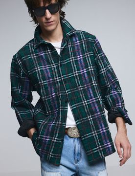 Sobrecamisa manga larga cuadros, Hombre, Verde, S