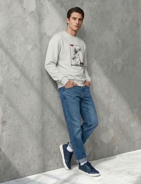 Felpa crewneck con stampa comfort - beige