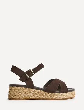 Women's Spritz Wide Fit Brown Flatform Sandals Size: 4-Wide Fit - Brown - Size: 4-Wide Fit - Linzi - FashionsVida