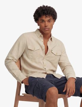 Superdry Herren The Merchant Store Langarmhemd White - Größe: XL