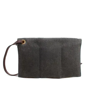 Grey Patch Detail Canvas Pouch - Breitling - FashionsVida