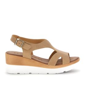 Sandali beige con zeppa e cinturino 11074113 40