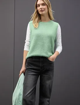 Ärmelloser Pullover female Grün