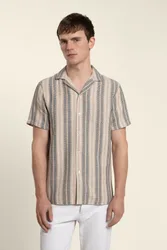 Mens Textured Stripe Short Sleeve Shirt - - Size: S