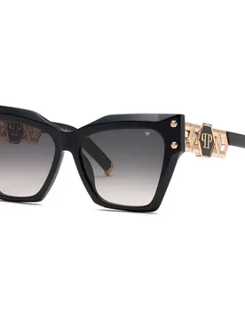 Occhiali Da Sole Da Donna Spp175s Plein Icon Edge Shiny Black Smoke Gradient/CAT3 - Philipp Plein - FashionsVida
