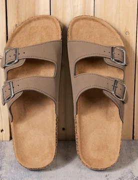 Sandalias casuales con doble hebilla para hombres, antideslizantes, aptas para caminar tanto en interiores como en exteriores - Shein - FashionsVida