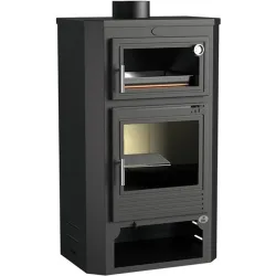 Estufa de Leña Frontal con Horno Envolvente y Leñero M-104