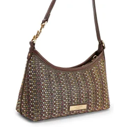 Bolso de hombro mini con adorno de cristales