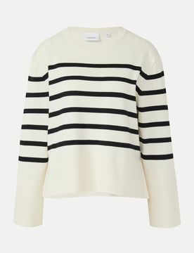 Comma Streifenpullover Weiß 44