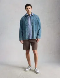 Pure Cotton Camel Print Short Sleeve Shirt Blue Mix male