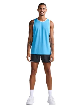 Maglietta Senza Maniche Aero Azure Blue / Black Reflective L - 2XU - FashionsVida