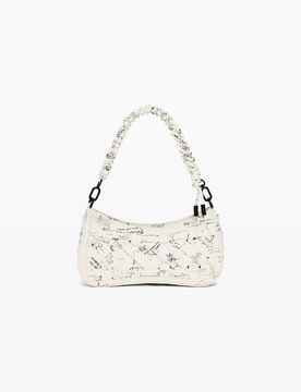 Sac petit tressé lettering, , PolyurÉThane, Blanc, U