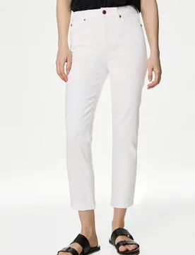 Womens White Slim Ankle Grazer Jeans Cotton - Size 10 Uk - Secret Label - FashionsVida