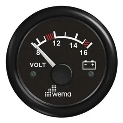 Blackline Voltmeter 8-16v Black 52 mm unisex