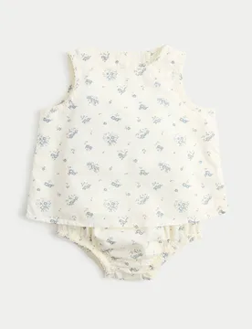 Piece Floral Outfit With Knickers (0-12 Mths) Ivory Female - M&S - FashionsVida