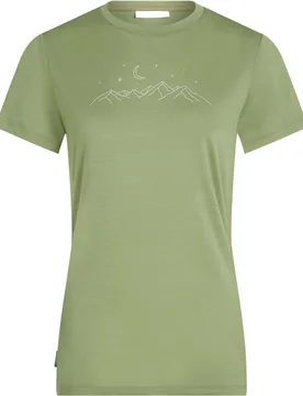 T-shirt de randonnée en laine de mérinos léger - W Merino 150 Tech Lite SS Tee Sparkling Stars Lichen en Laine - Taille XS - Icebreaker - FashionsVida