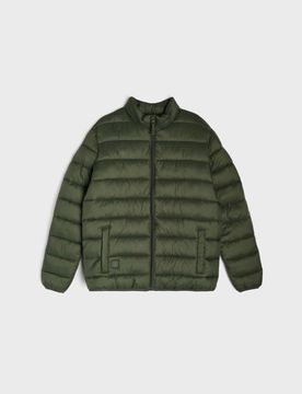 Giacca puffer trapuntata con colletto alto - verde oliva