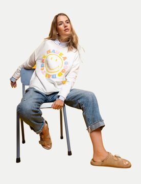 The Shirt Project Sweatshirt Smiley mit großem Smiley-Print Weiß L
