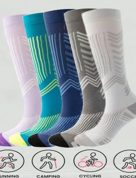 Calcetines de compresión deportivos profesionales unisex, adecuados para correr, ciclismo, senderismo y ocupaciones de larga duración - Shein - FashionsVida