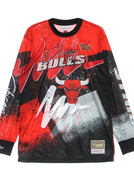 Maglietta Manica Lunga Uomo Nba Hyper Hoops Moto L/s Hardwood Classics Chibul Red - Mitchell & Ness - FashionsVida