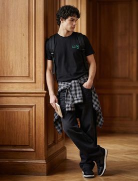 T-shirt in cotone con stampa Tamagotchi - nero