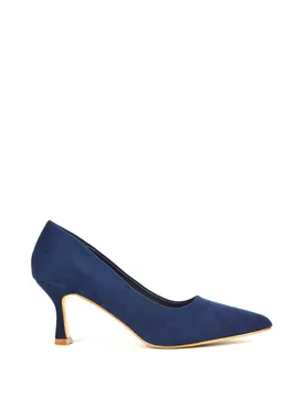 Women's 'Lisa' Mid Stiletto Court Shoe Heels With A Pointed Toe in Navy Size: 4 - Navy - Size: 4 - XY London - FashionsVida