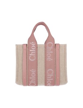 Chloé Linen and Calf Leather Shoulder Bag