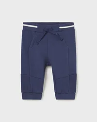 Jogger blu in felpa di cotone stretch con coulisse