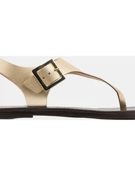 Sandalia plana de piel esclava hebilla ana moka - Porronet - FashionsVida